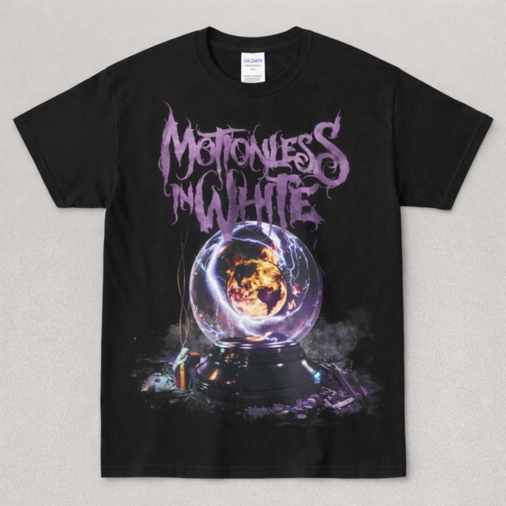 Motionless in White. Cotton Black T Shirt, Crew-Neck Sz S-2XL.